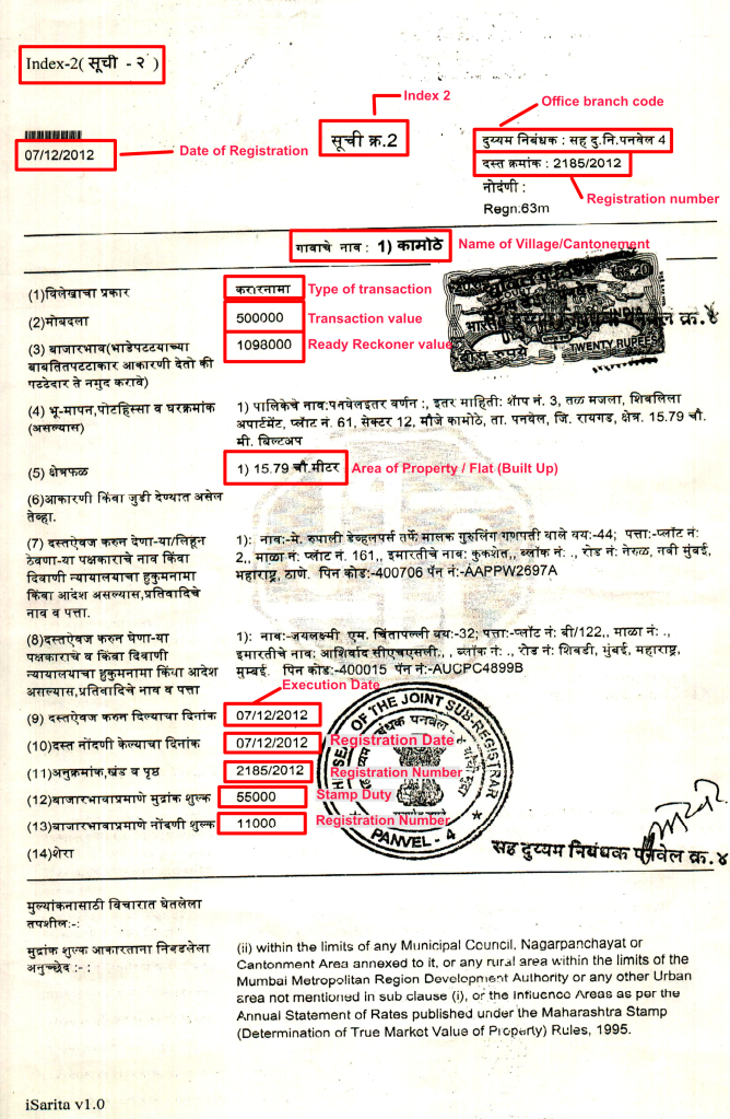 Index 2 of a property in Navi Mumbai