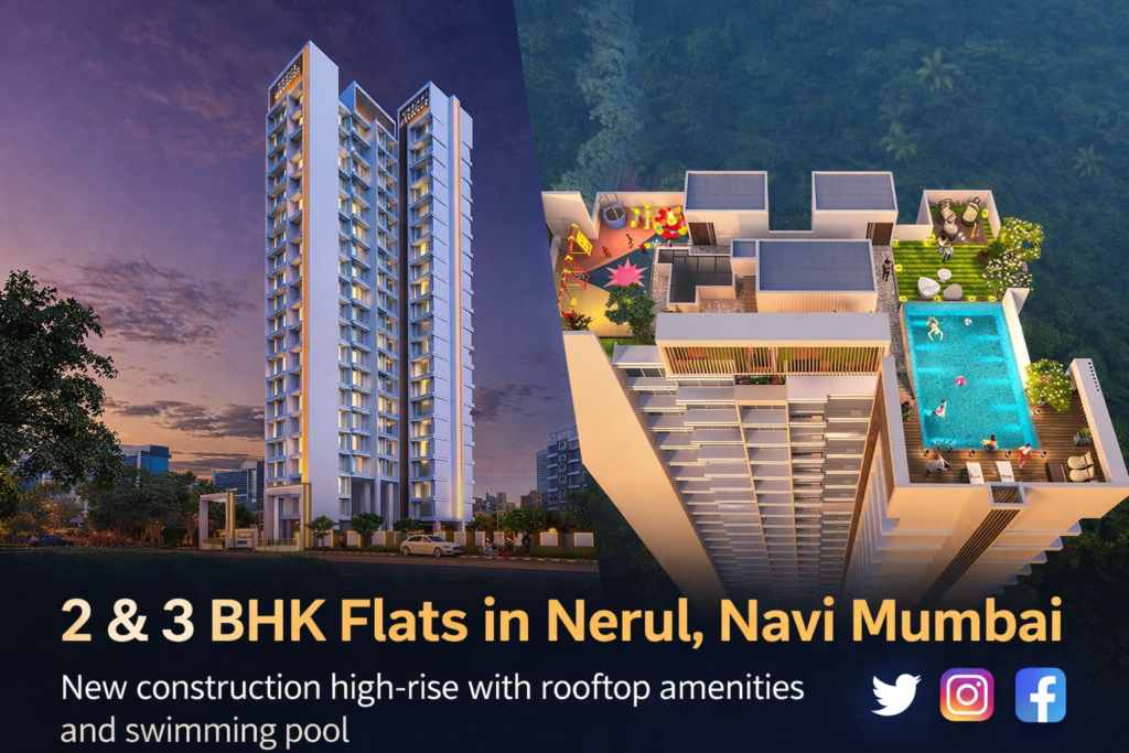 2 and 3 BHK flats in Nerul Navi Mumbai with rooftop amenities and swimming pool